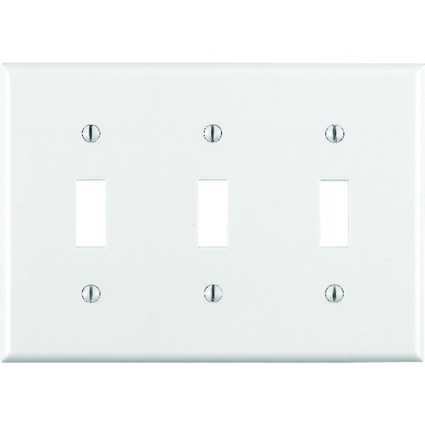 Leviton White 3 gang Thermoset Plastic Toggle Wall Plate 88011000 Zoro